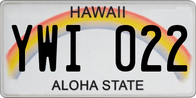 HI license plate YWI022