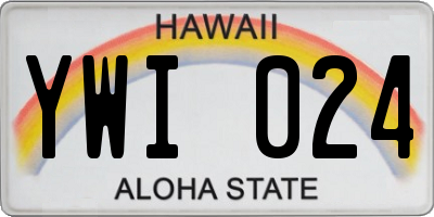 HI license plate YWI024