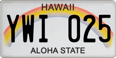 HI license plate YWI025