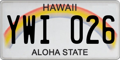 HI license plate YWI026