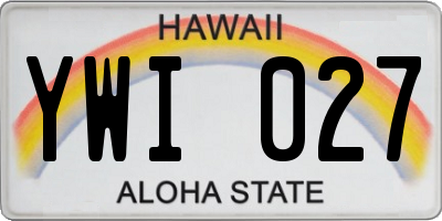 HI license plate YWI027