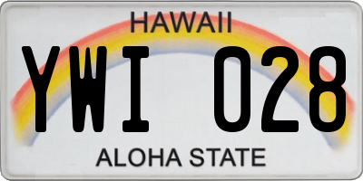 HI license plate YWI028