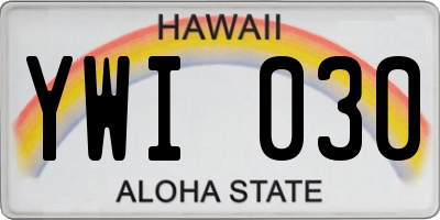 HI license plate YWI030