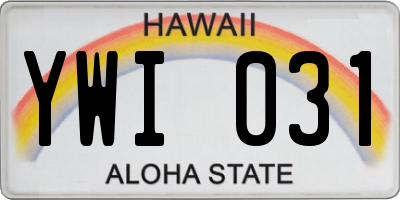 HI license plate YWI031