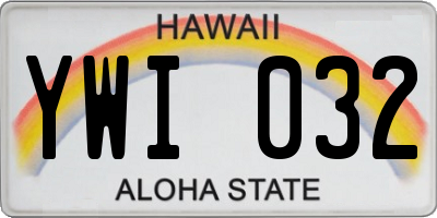 HI license plate YWI032