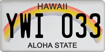 HI license plate YWI033