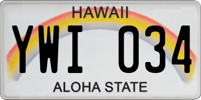 HI license plate YWI034