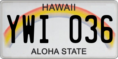 HI license plate YWI036
