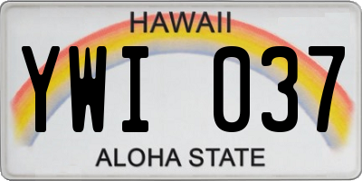 HI license plate YWI037