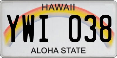 HI license plate YWI038