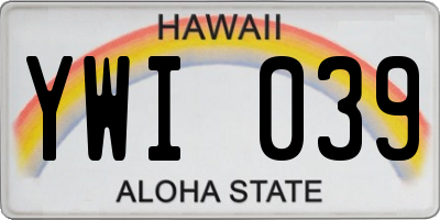 HI license plate YWI039