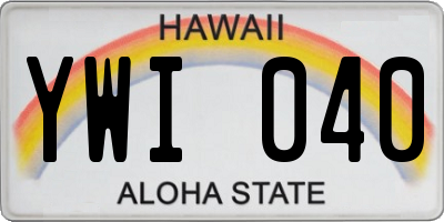 HI license plate YWI040
