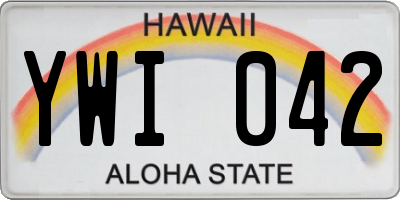 HI license plate YWI042