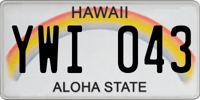 HI license plate YWI043