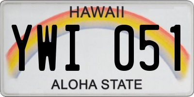 HI license plate YWI051