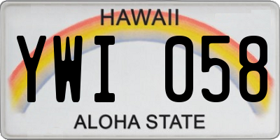 HI license plate YWI058