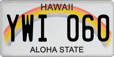 HI license plate YWI060