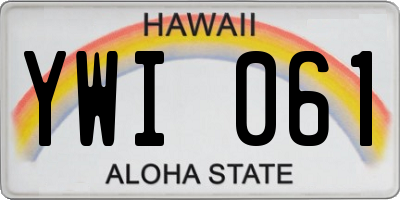 HI license plate YWI061