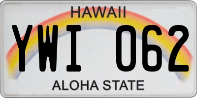 HI license plate YWI062