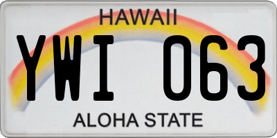 HI license plate YWI063