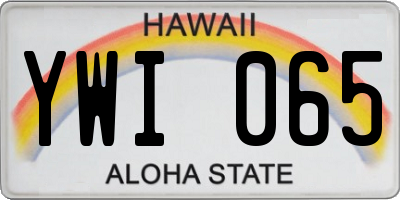 HI license plate YWI065