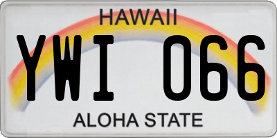 HI license plate YWI066