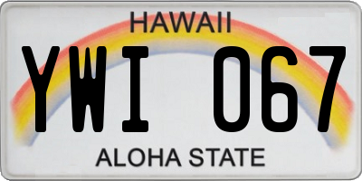 HI license plate YWI067