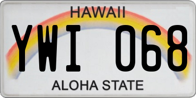 HI license plate YWI068