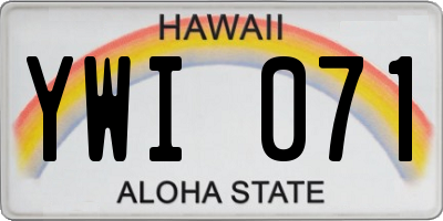 HI license plate YWI071