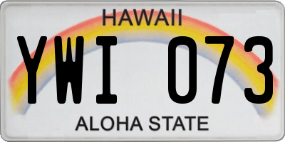 HI license plate YWI073