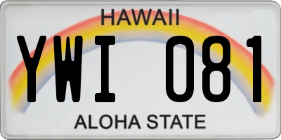 HI license plate YWI081