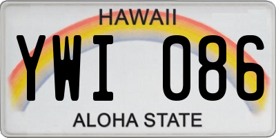 HI license plate YWI086