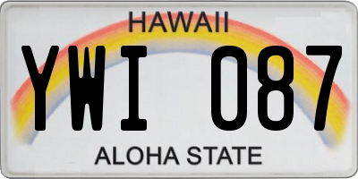 HI license plate YWI087