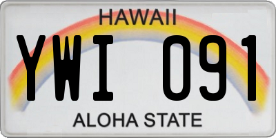HI license plate YWI091