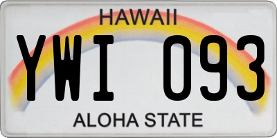 HI license plate YWI093