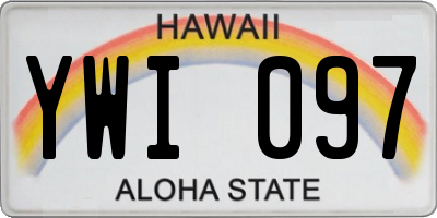 HI license plate YWI097