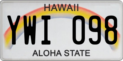 HI license plate YWI098