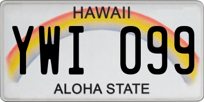 HI license plate YWI099