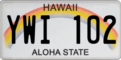 HI license plate YWI102