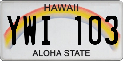 HI license plate YWI103