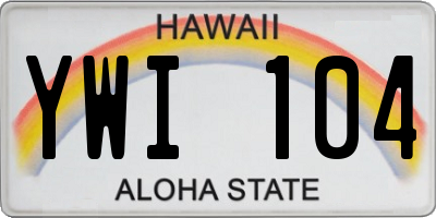 HI license plate YWI104