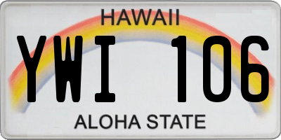 HI license plate YWI106