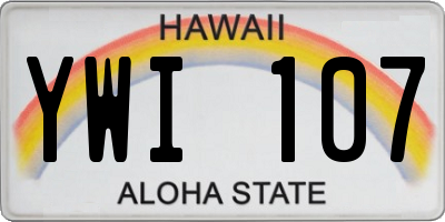 HI license plate YWI107