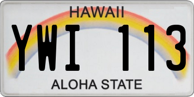 HI license plate YWI113