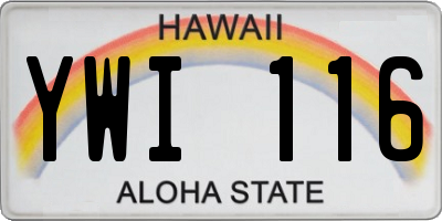 HI license plate YWI116