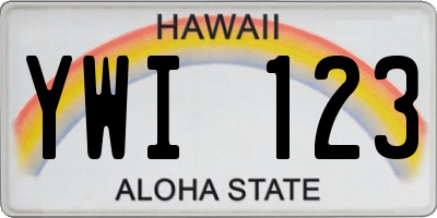 HI license plate YWI123