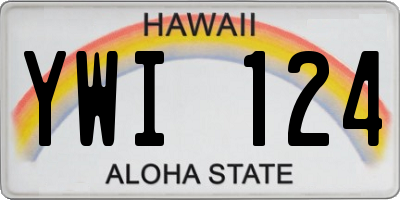 HI license plate YWI124