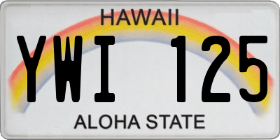 HI license plate YWI125
