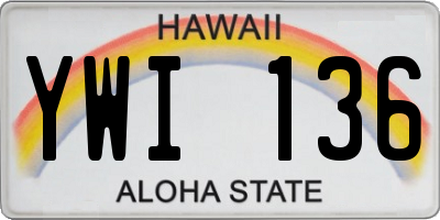 HI license plate YWI136