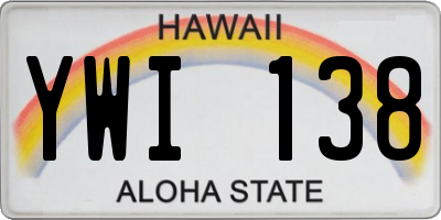 HI license plate YWI138